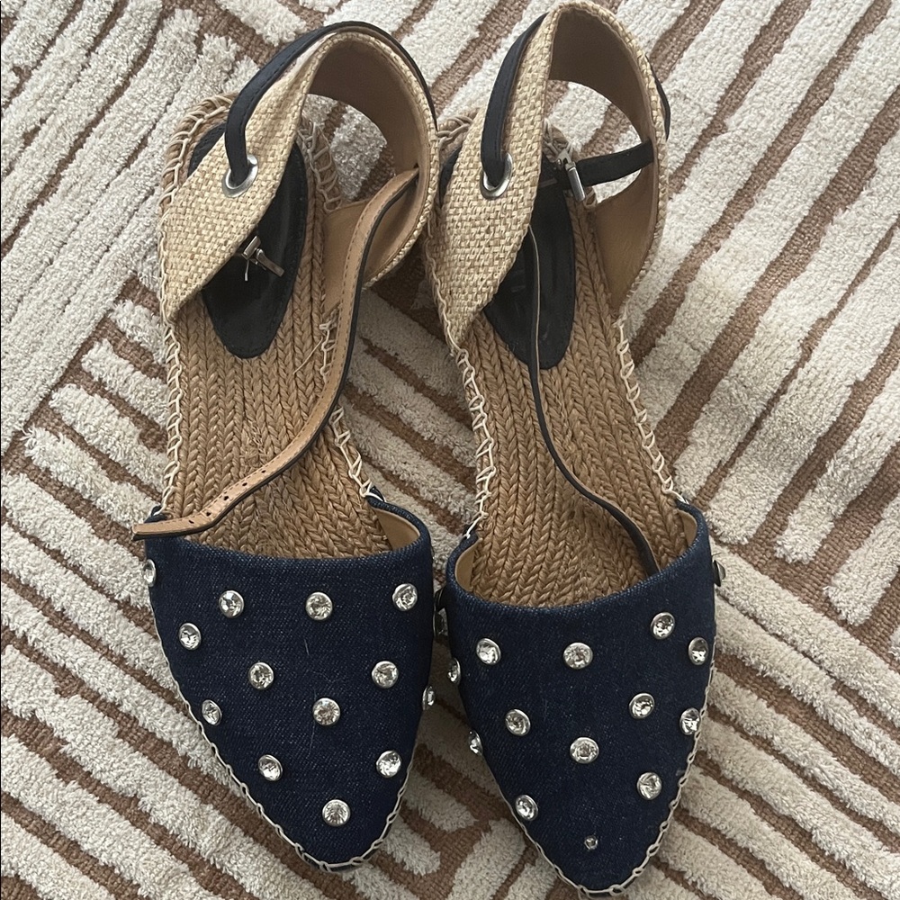 SCHUTZ Navy Espadrilles with Silver Studs